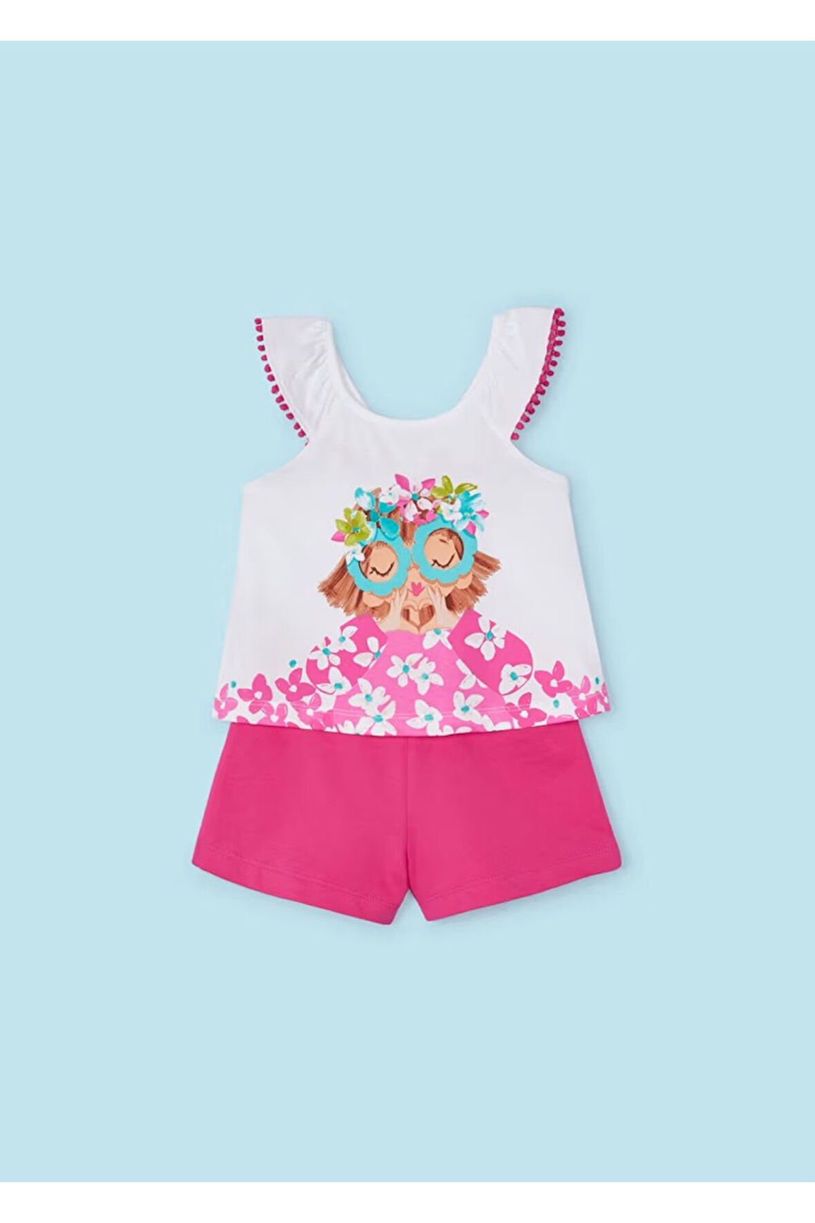 Mayoral Kız Çocuk 2 Parça Kolsuz Bluz ve Şort Takım Fuşya