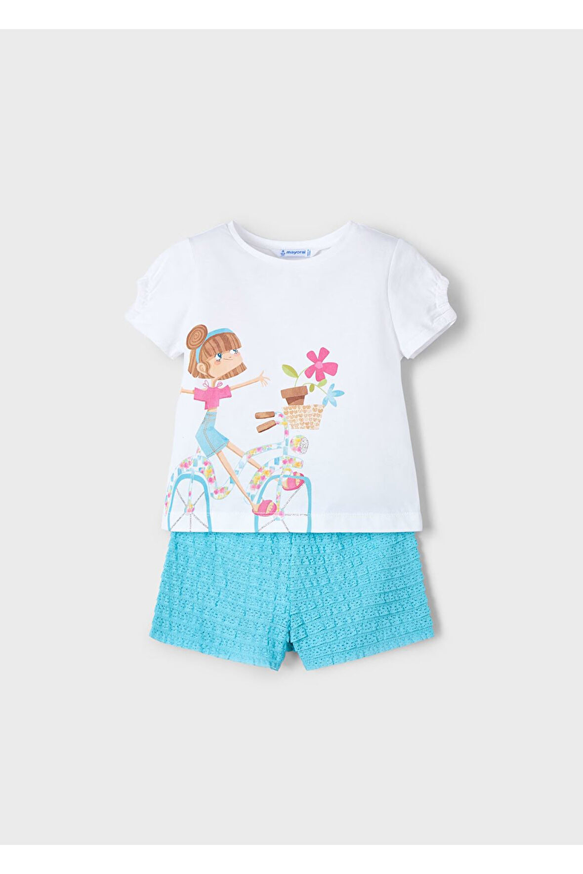 Mayoral Kız Çocuk Şort Ve Tişört Takımı 3211 Mavi