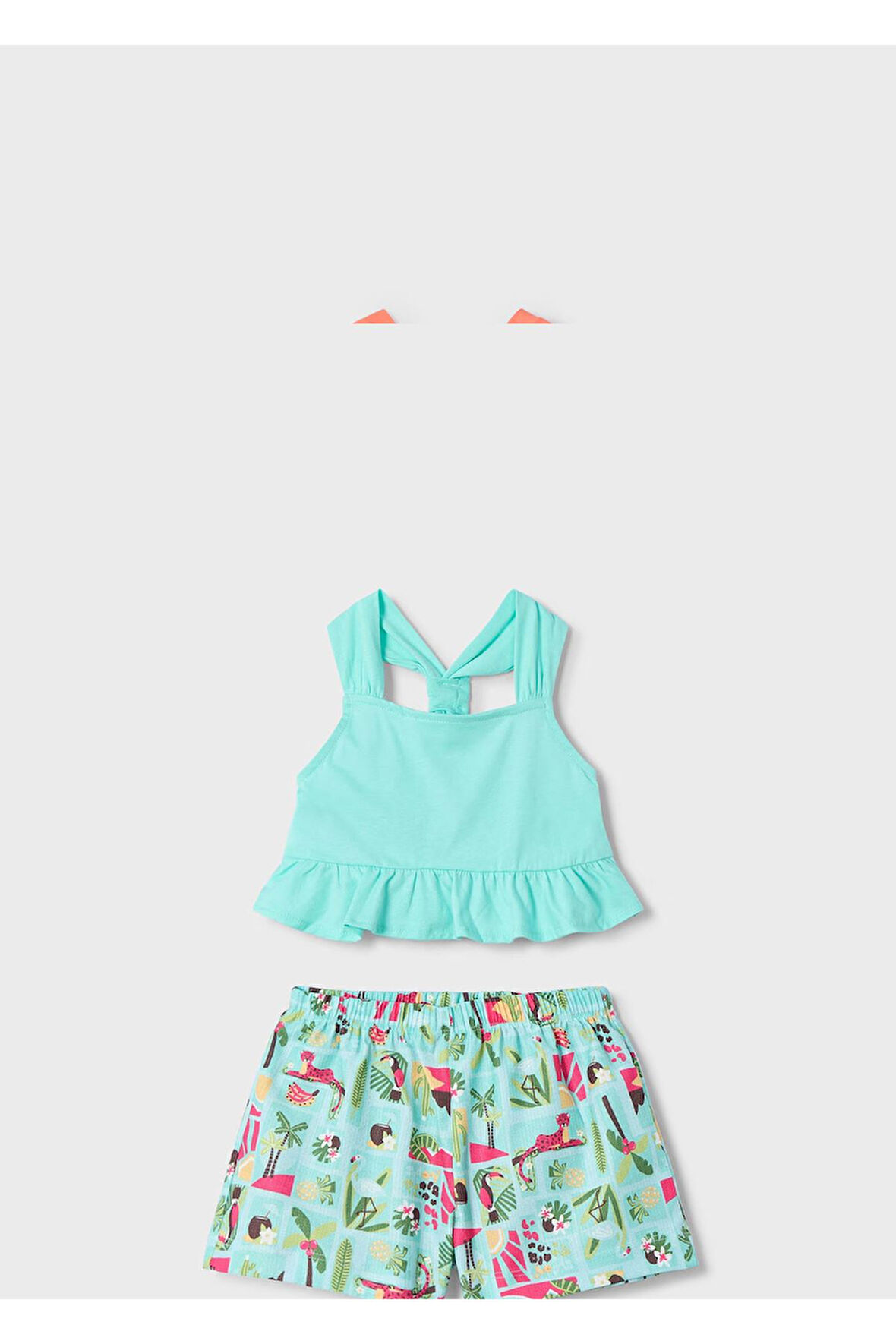 Mayoral Kız Çocuk Baskılı Şort Ve Tişört Takımı 3215 Turkuaz
