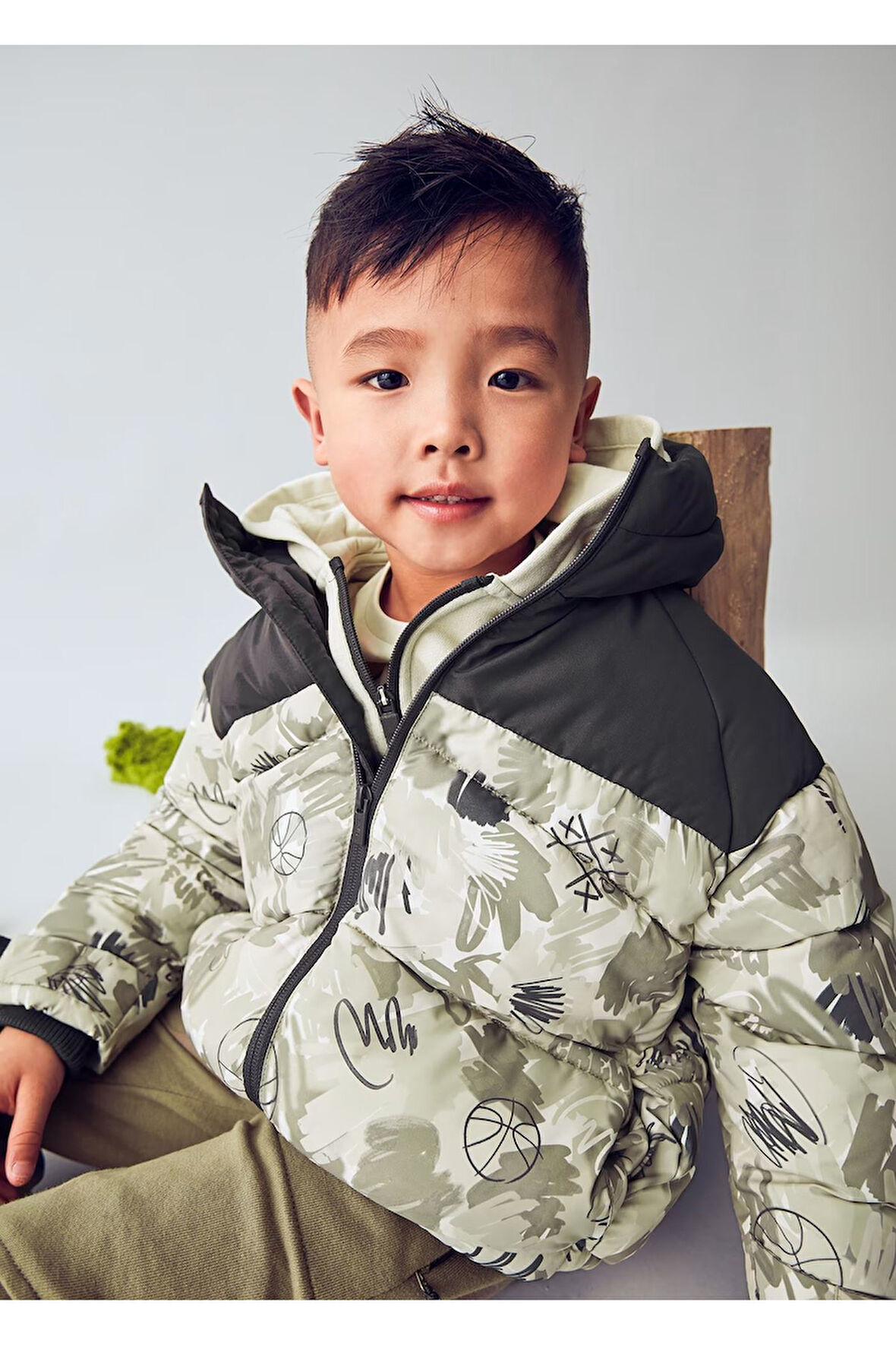 Mayoral Erkek Çocuk Kapüşonlu Dolgulu Mont 4417 Gri