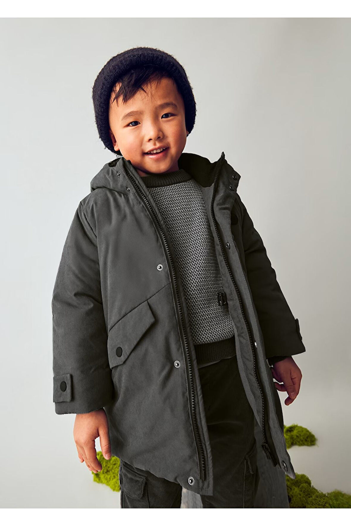 Mayoral Erkek Çocuk Kapüşonlu Uzun Parka Mont 4419 Siyah