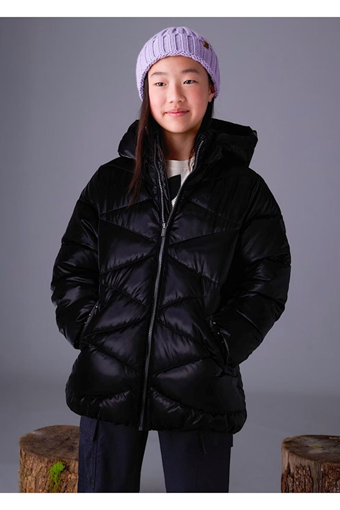 Mayoral Kız Çocuk Dolgulu Yumuşak Doku Uzun Kalın Kışlık Mont 7436 Siyah