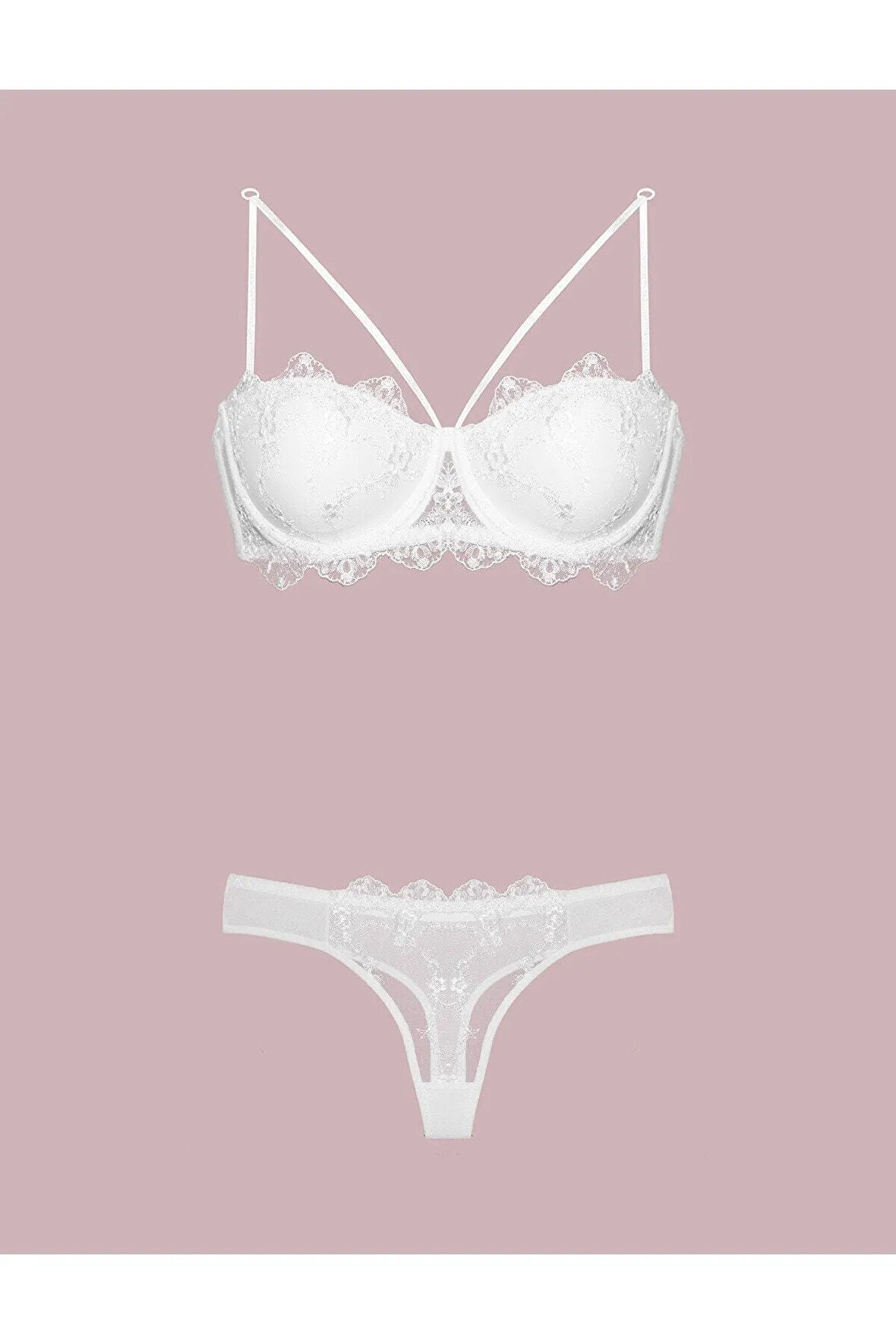 Kadın Kırmızı Destekli Dantelli Büstiyer Takım Set Yeni Sezon