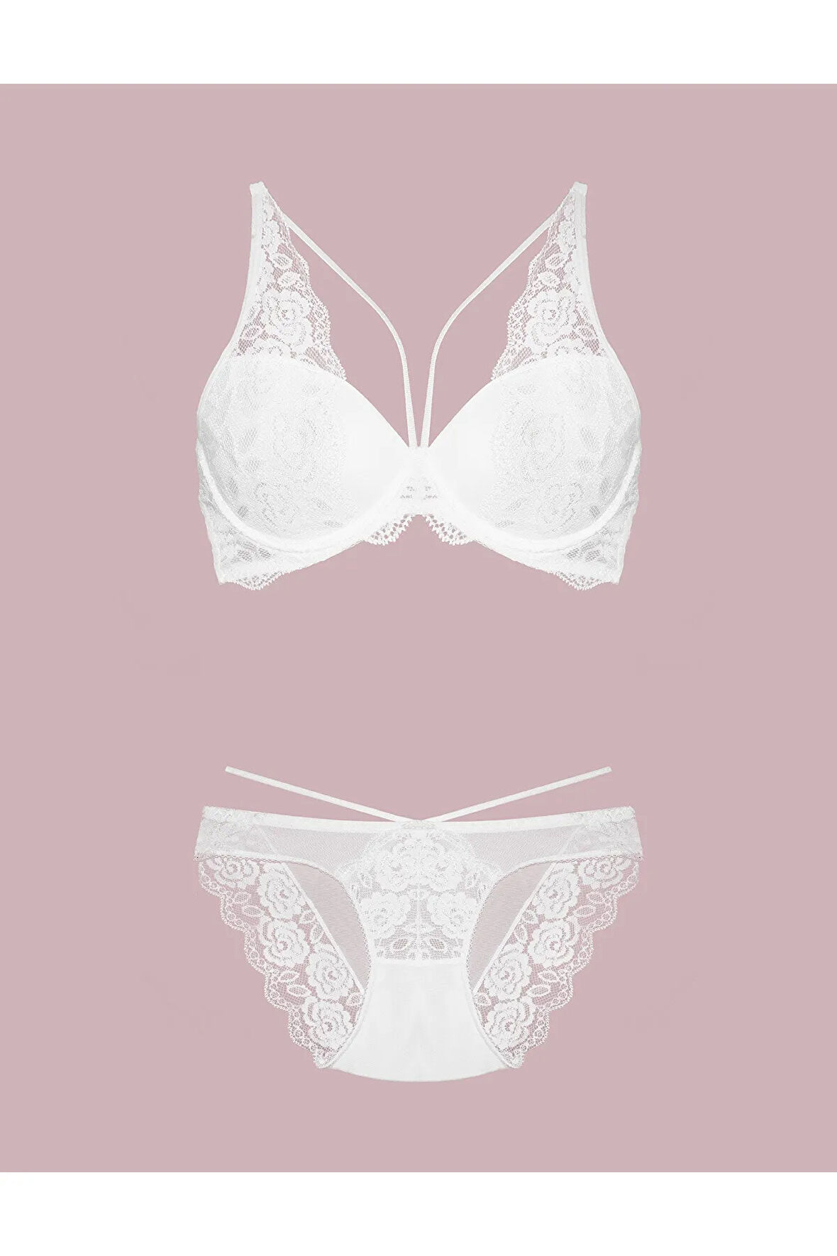 Kadın Siyah Destekli Danteli Büstiyer Takım Set 4426