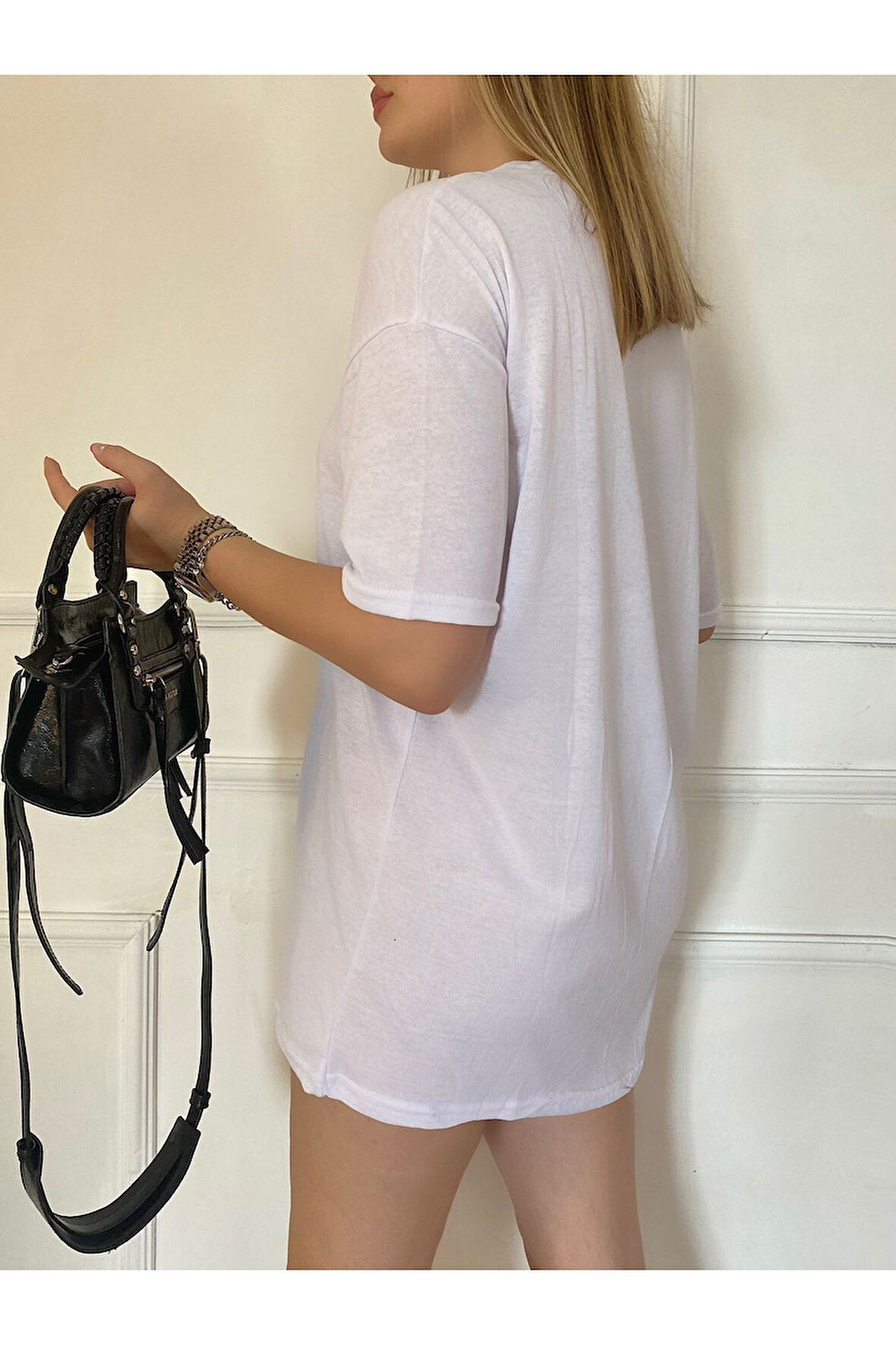 Unısex Düz Renk Basic Oversize Pamuklu Örme Kısa Kollu Bol Kalıp Tshirt