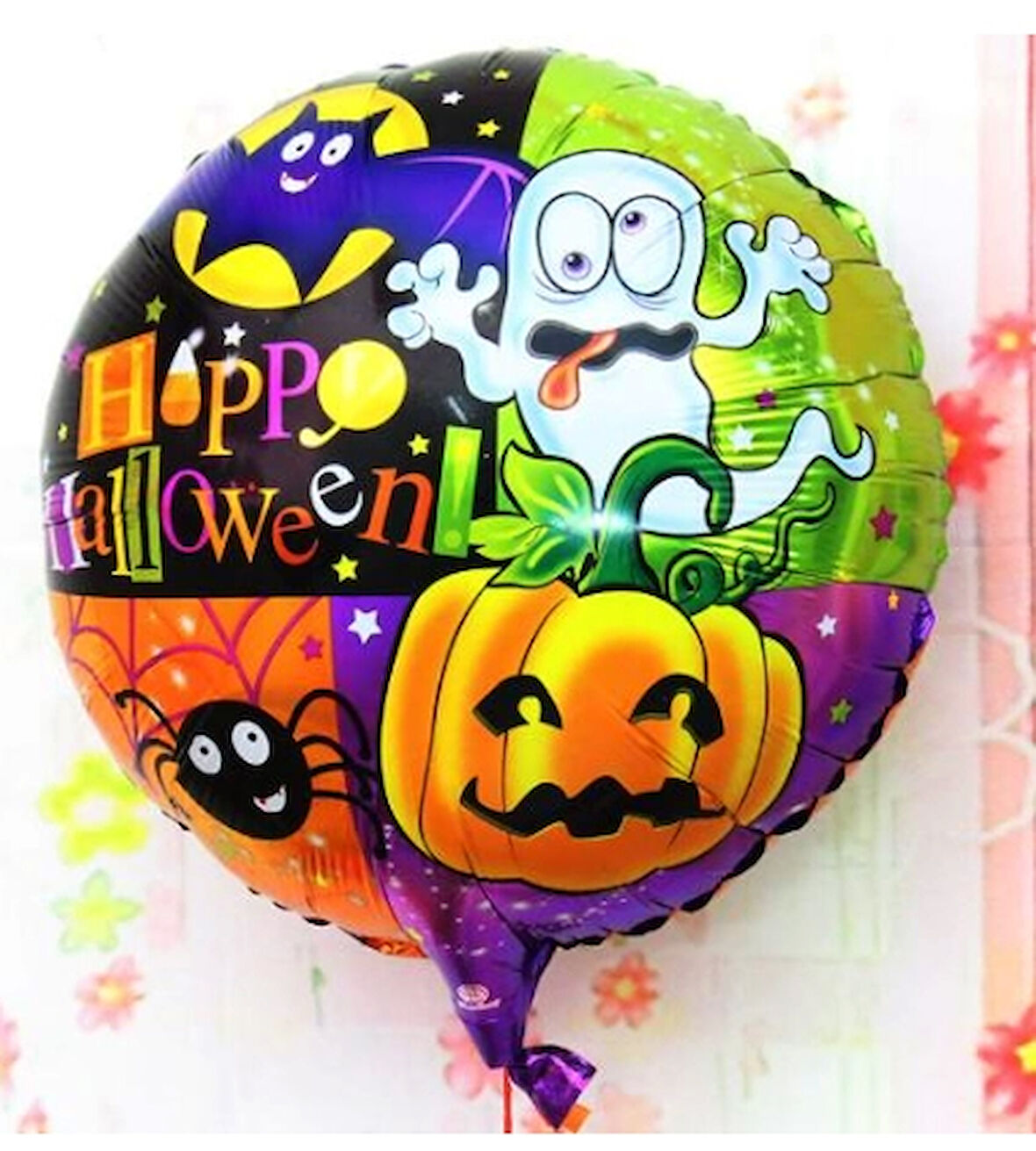 Halloween Örümcekli Kabaklı Folyo Balon 18 İnç