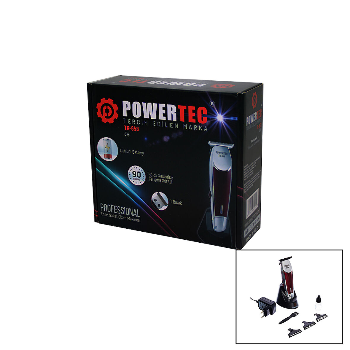 POWERTEC TR-658 SAÇ SAKAL ENSE ÇİZİM TRAŞ MAKİNESİ T BIÇAK (4767)