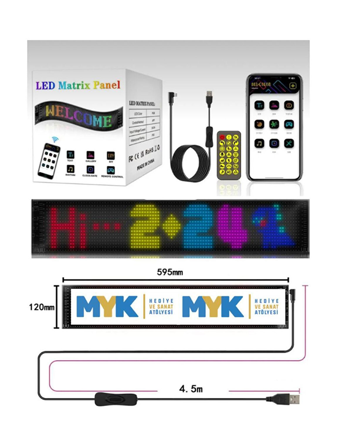LED Matrix Kayan Yazı Panel | Araba Camı Ekranı | Telefonla Kontrol | Bluetooth Dijital Reklam Tabel