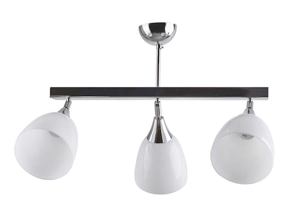 MYLİGHTS  MODERN ÜÇLÜ MAFSALI HAREKETLİ KROM AVİZE OPAL CAM  SIRALI  ÜÇLÜ PLOFONYER AVİZE