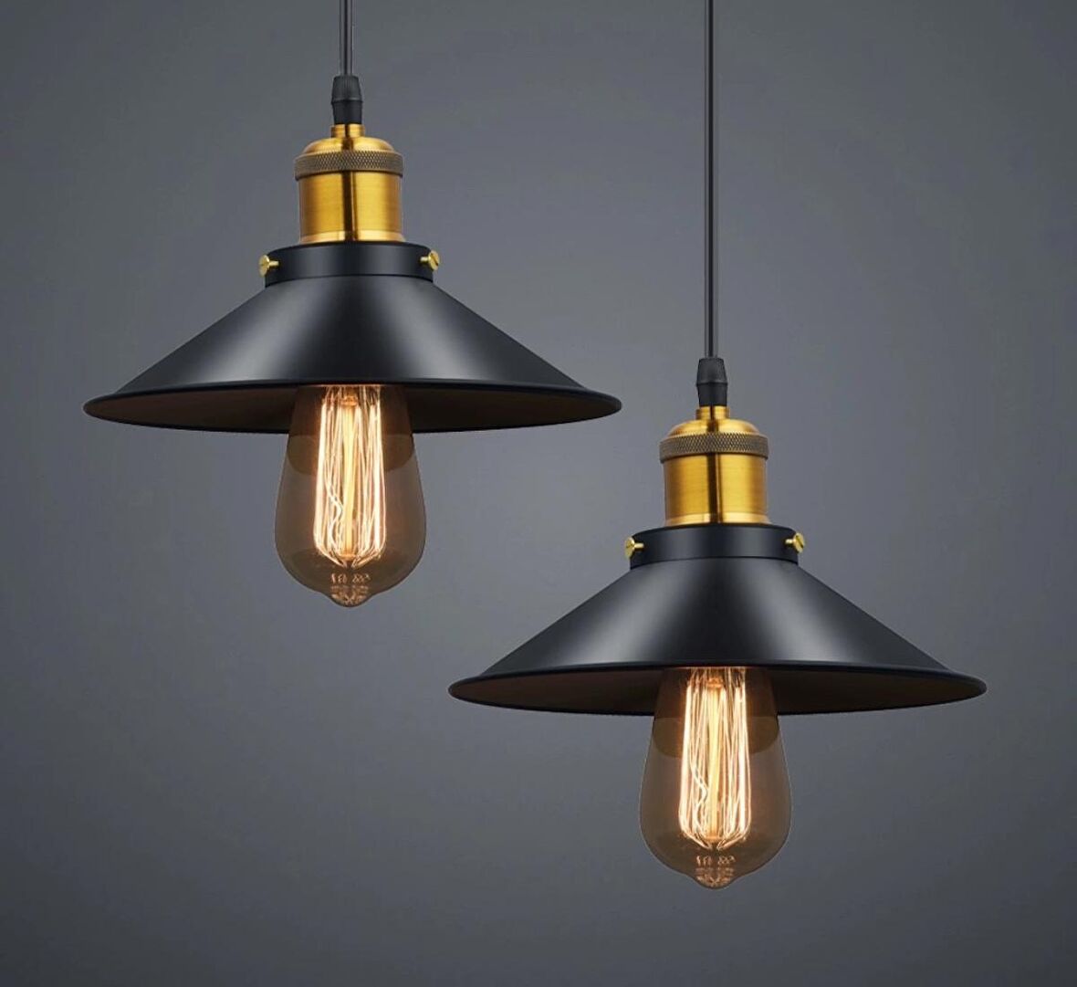 MYLİGHTS  RETRO  İKİLİ YUVARLAK METAL SARKIT AVİZE 30 CM EN