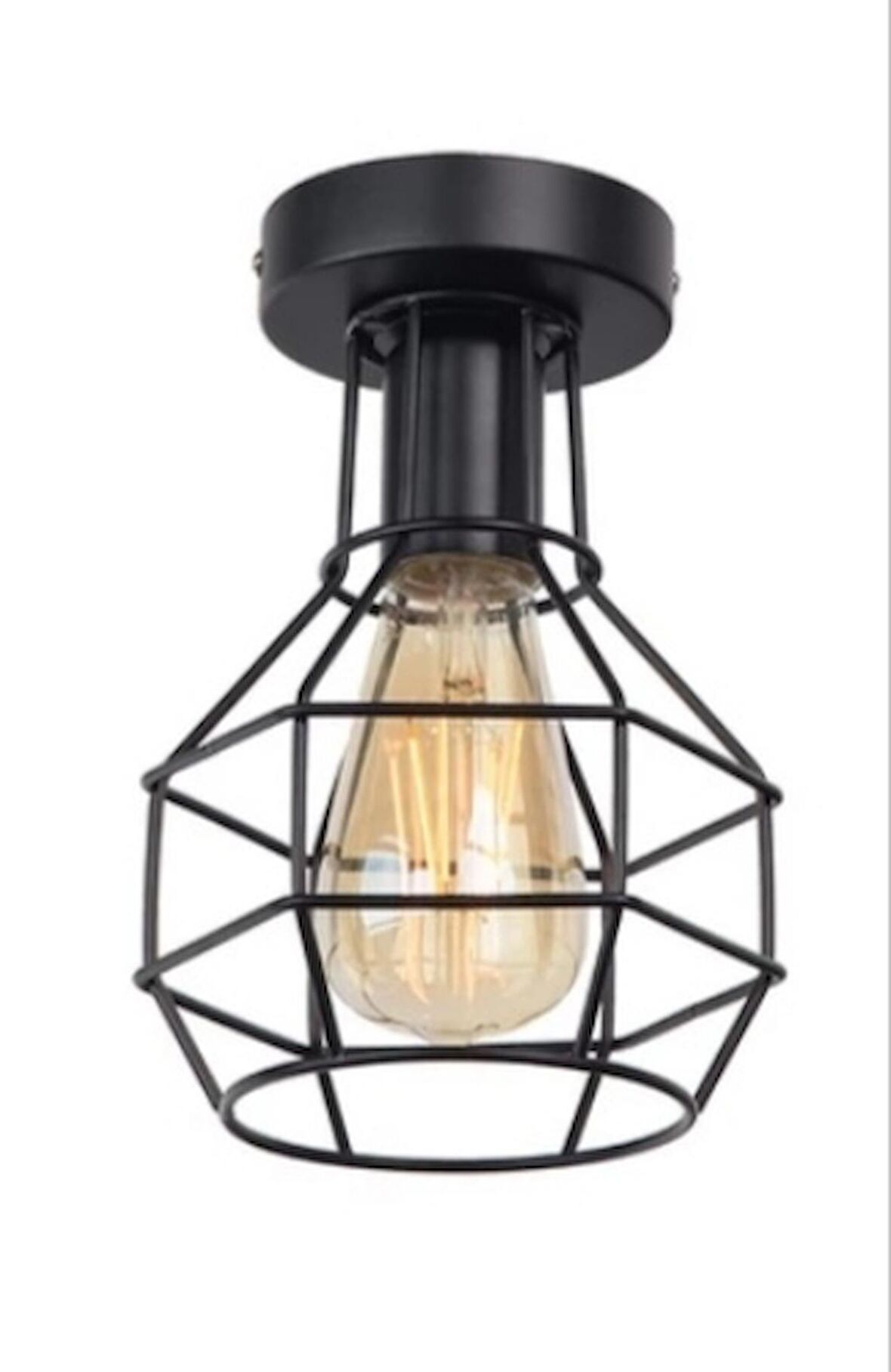 DEMET HABEK  MYLİGHTS  RETRO RUSTİK METAL KAFES ARMATÜR AVİZE PLOFONYER TEKLİ