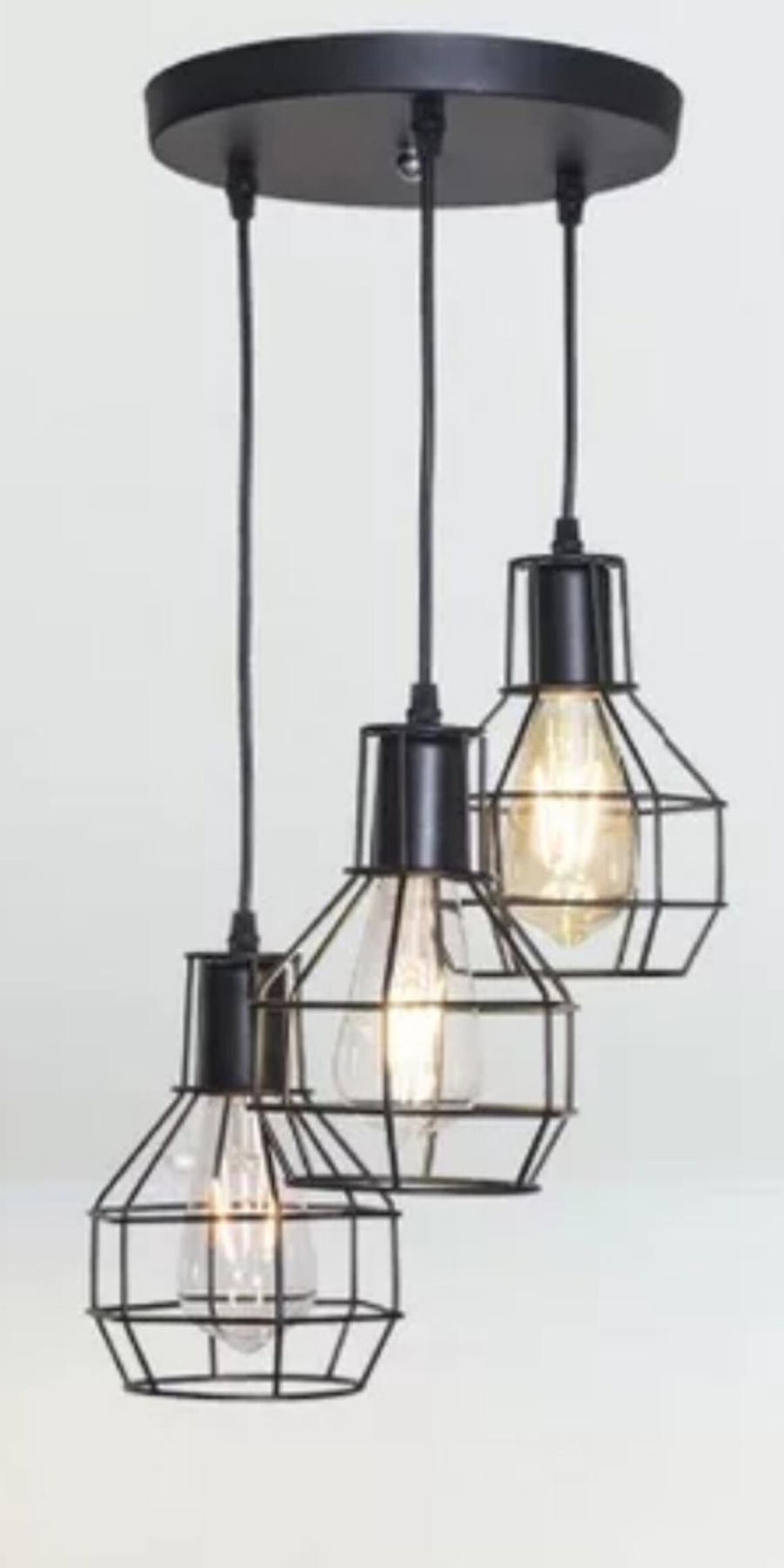 MYLİGHTS RETRO RUSTİK KAFES ÜÇLÜ  sarkıt avize en  30 cm