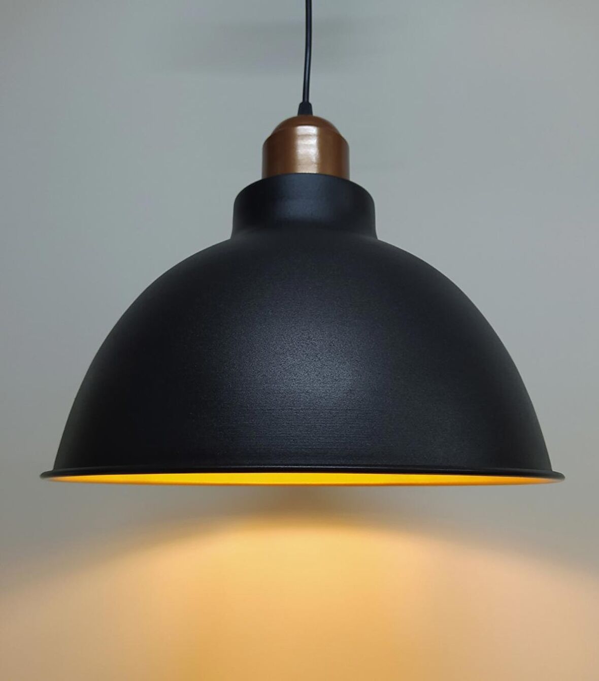 MYLİGHTS  RETRO RUSTİK  BAKIR ASKLI METAL SRKIT AVİZE SİYAH  İÇİ ALTIN