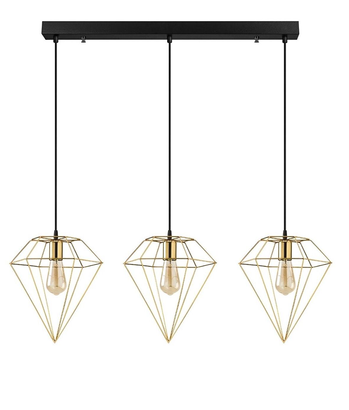 MYLİGHTS RETRO RUSTİK GOLD ÜÇLÜ MASA ÜSTÜ SIRALI AVİZE 60 CM  E27