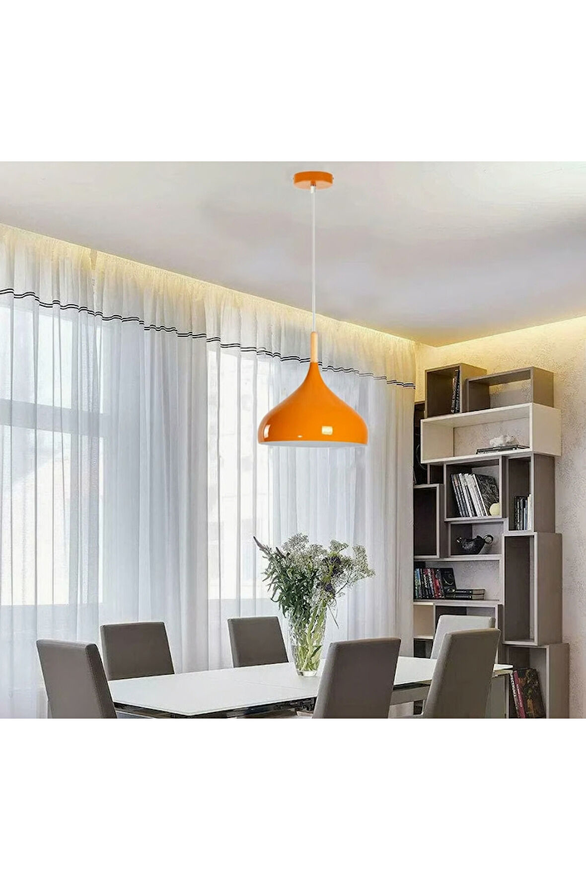 Turuncu Tekli Metal Sarkıt Avize Modern Çocuk odası bebek odası E27 Uyumlu