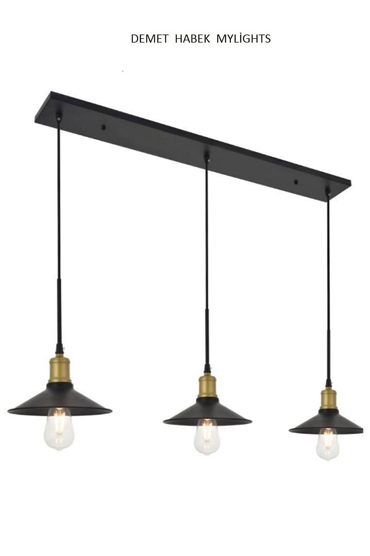 demet habek  mylights mylights retro rustik  masa üstü sarkıt üçlü avize  120 cm