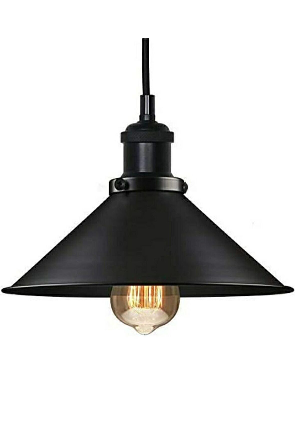 MYLİGHTS  RETRO RUSTİK METAL SARKIT AVİZE  MAT SİYAH  30 CM EN