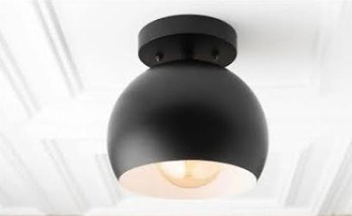 MYLİGHTS RETRO SİYAH KÜRE TAVAN AVİZE PLOFONYER 20 CM EN