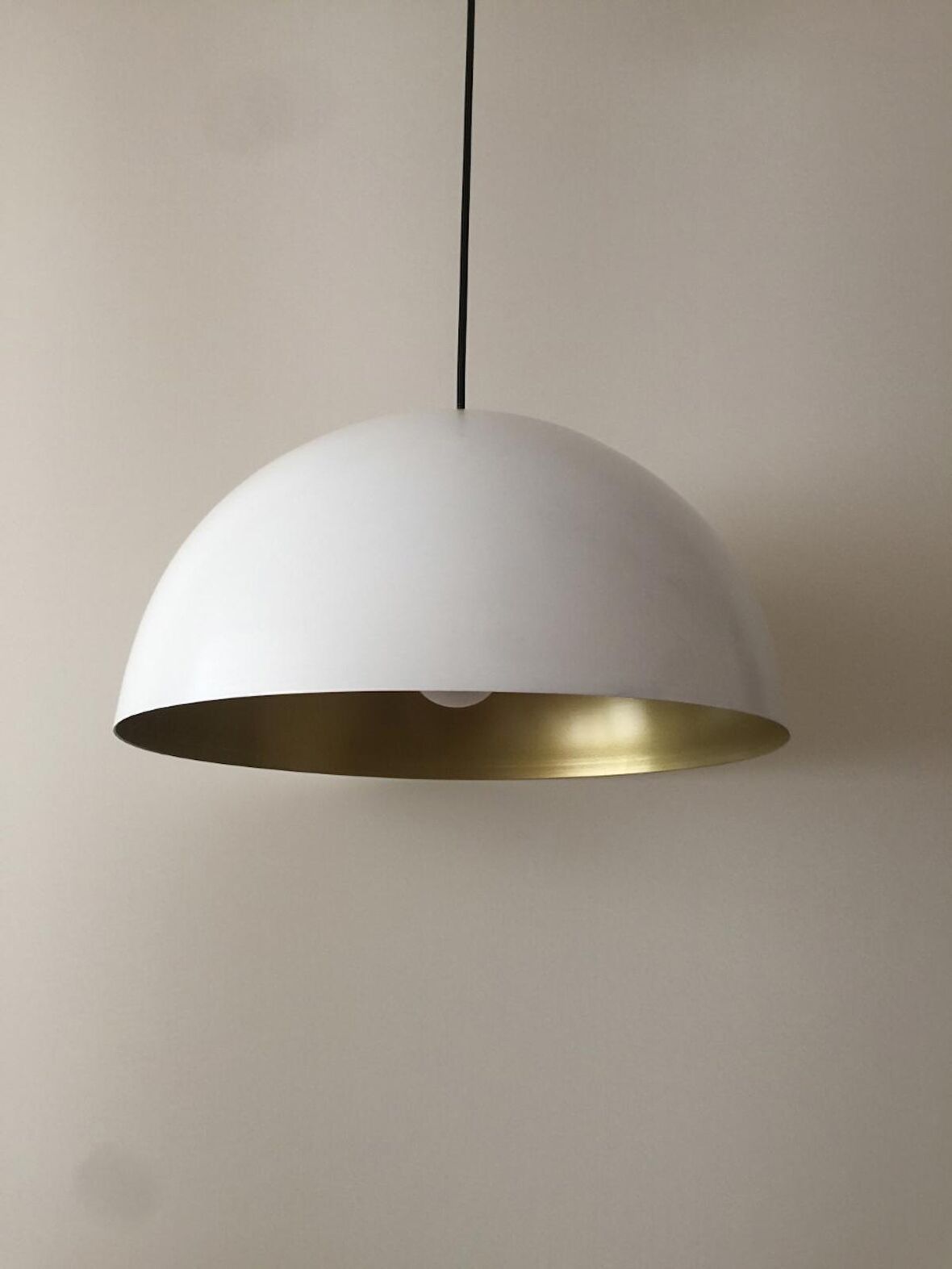 MYLİGHTS BEYAZ  İÇİ BAKIR 40 CM  METAL SARKIT AVİZE