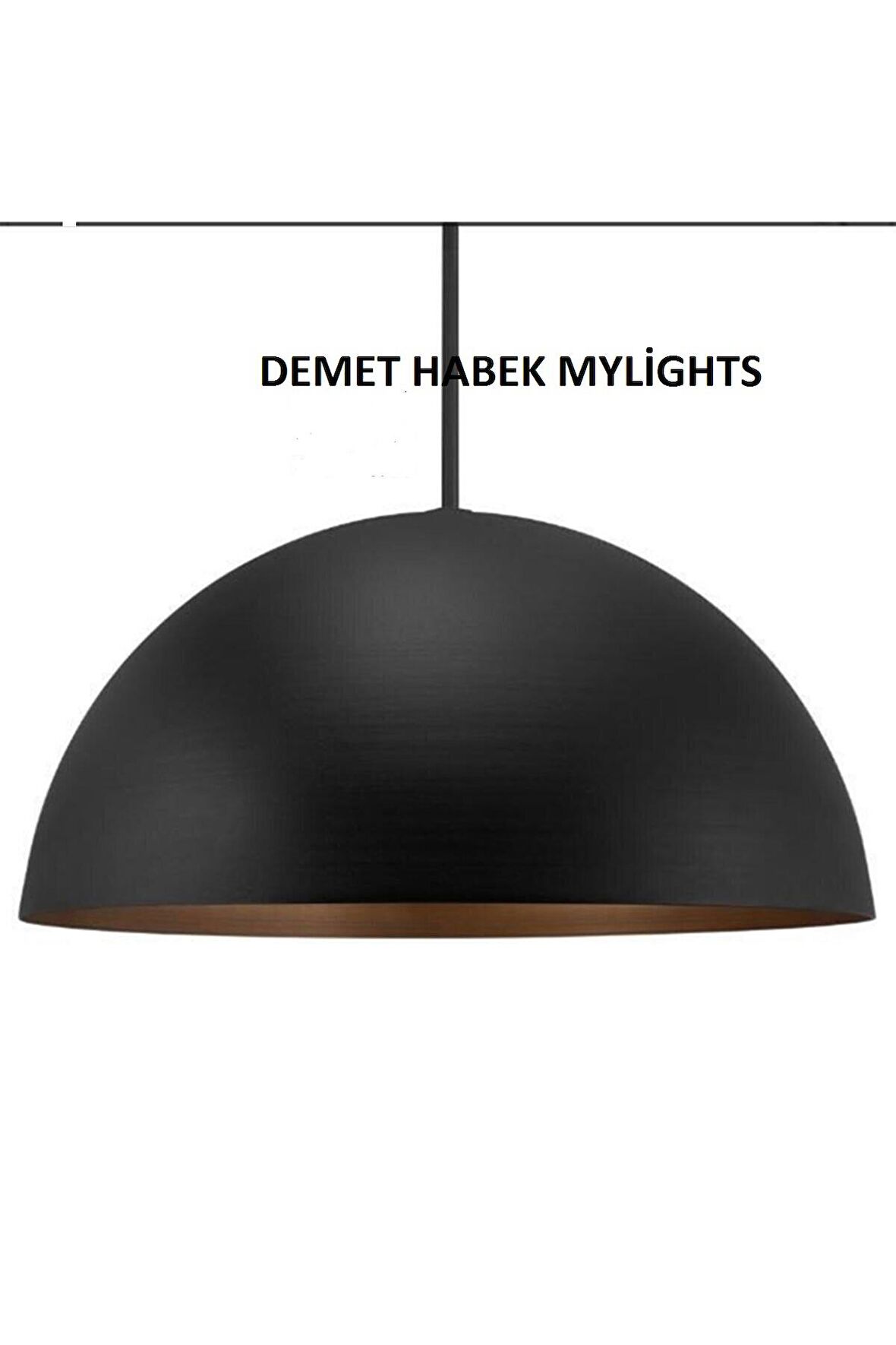 DEMET HABEK mylights  MYLİGHTS  RETRO  50CM  METAL RUSTİK AVİZE SİYAH  İÇİ BAKIR  PLOFONYER AVİZE