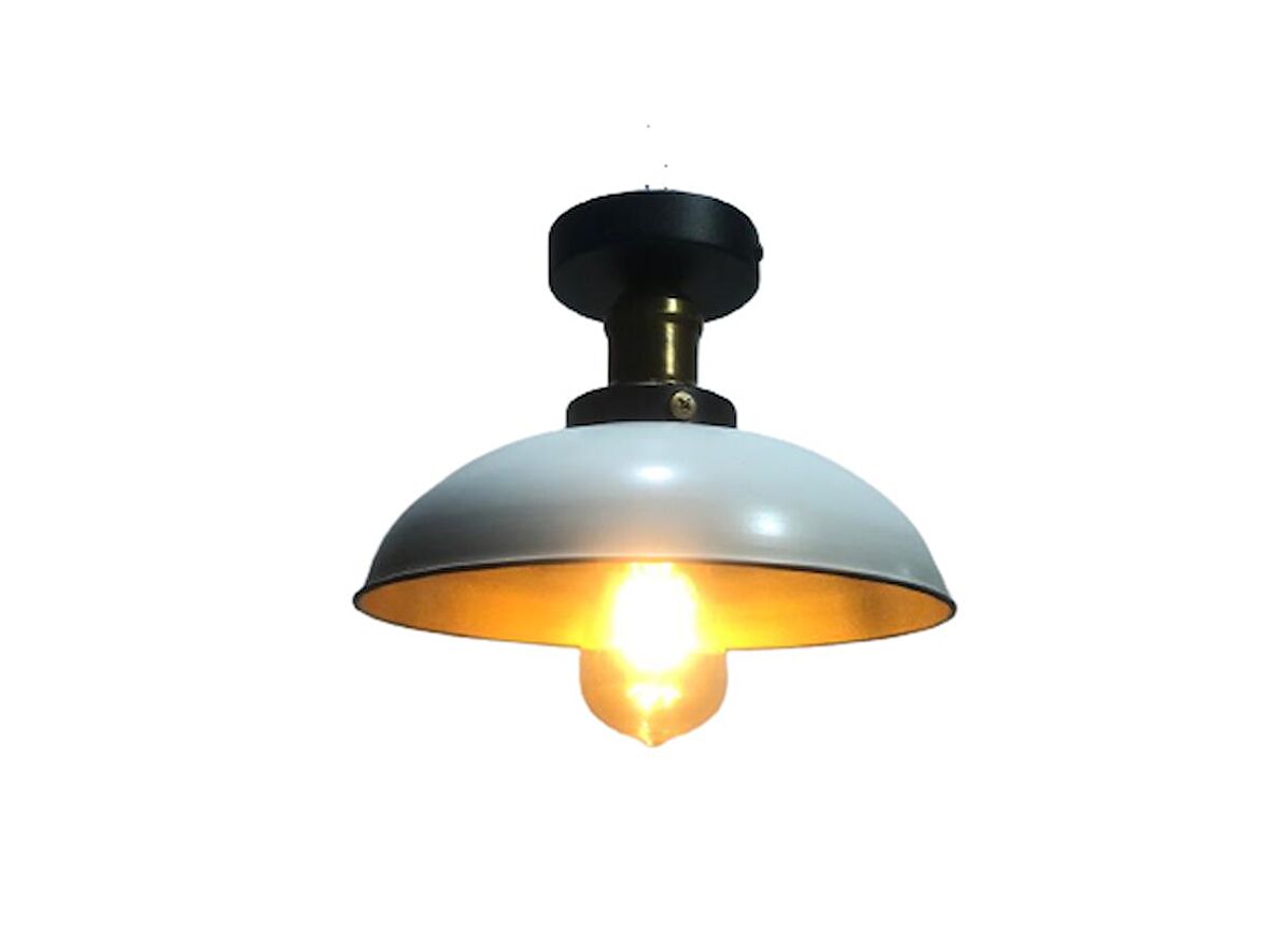 MYLİGHTS RETRO RUSTİK  TAVAN AVİZE SİYAH  İÇİ ALTIN  PLOFONYER ARMATÜR