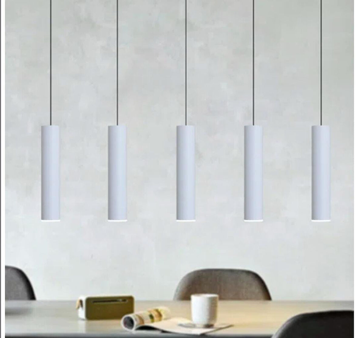  Mylights sıralı masaüstü beşli 5 li 120 cm mat beyaz gün ışığı led ampullü led avize masa üstü led spot  
