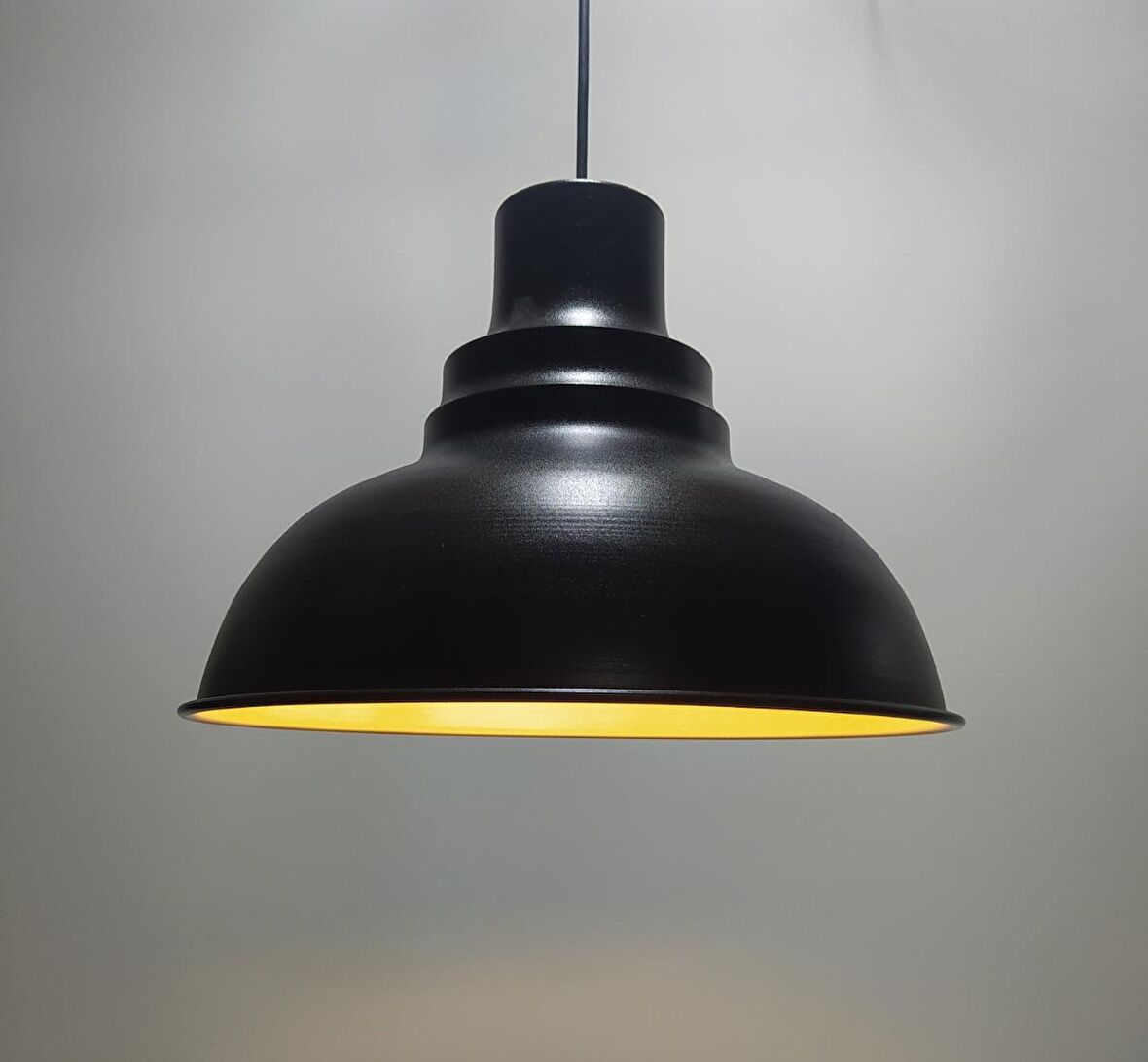 MYLİGHTS RETRO RUSTİK SİYAH  İÇİ ALTIN METAL SARKIT AVİZE