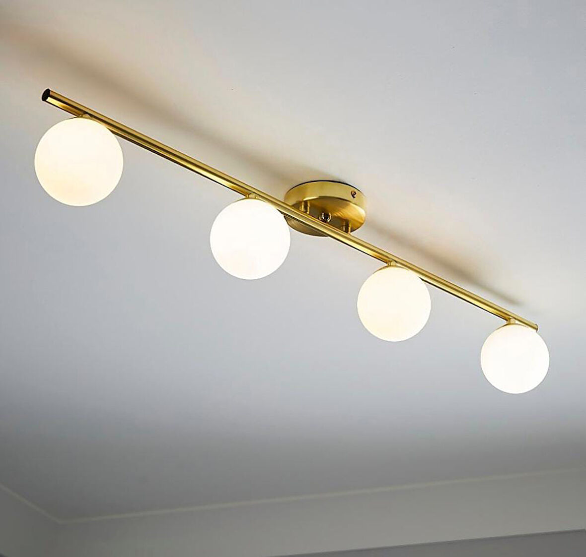 MYLİGHTS  dmrtlü mat sarı  kaplama  salon avize  100 cm  modern avize opal camlı  