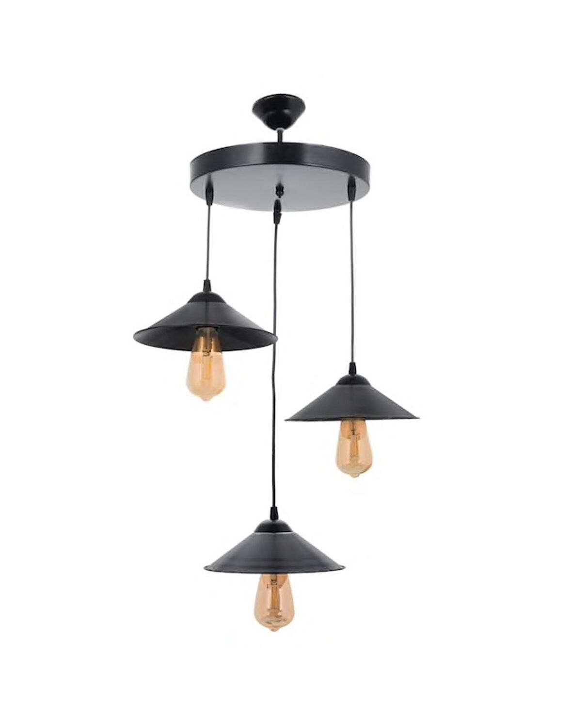 MYLİGHTS  RETRO  RUSTİK VİNTAGE  METAL SARKIT AVİZE  MAT SİYAH  ÜÇLÜ