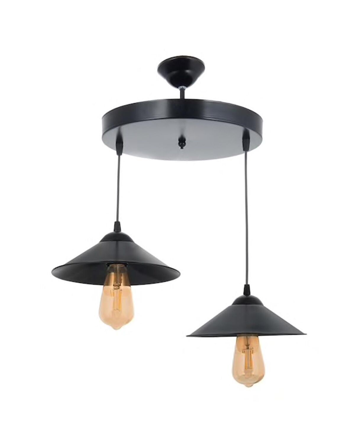 MYLİGHTS  RETRO METAL SARKIT İKİLİ MAT SİYAH AVİZE