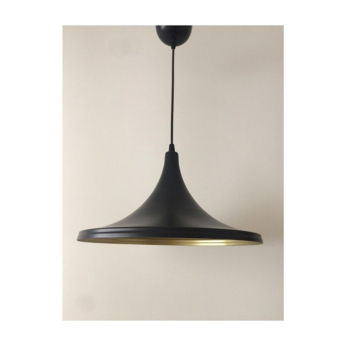 MYLİGHTS MAT SİYAH  İÇİ ALTIN METAL SARKIT AVİZE 36 CM