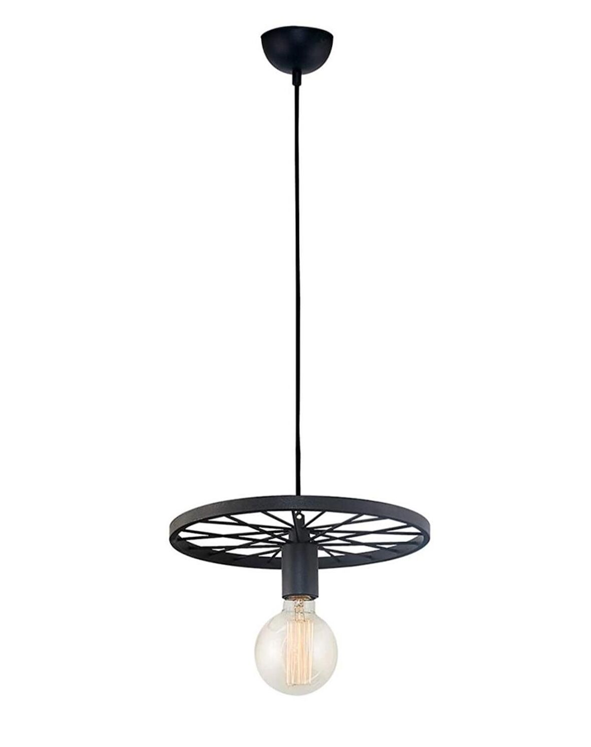 MYLİGHTS  TEKLİ METAL SARKIT AVİZE MAT SİYAH  AMPUL HARİÇTİR