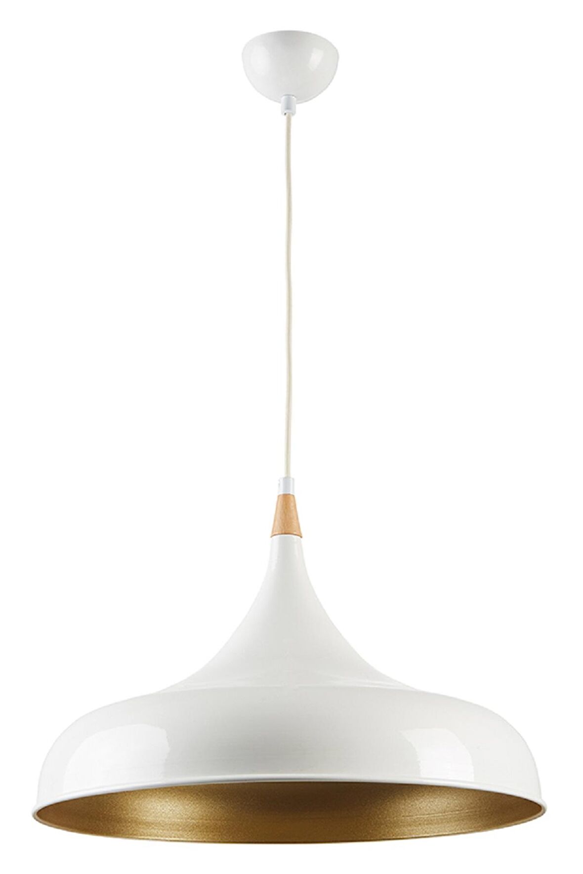 MYLİGHTS BEYAZ İÇİ ALTIN AHŞAP SÜSLÜ  METAL SARKIT AVİZE