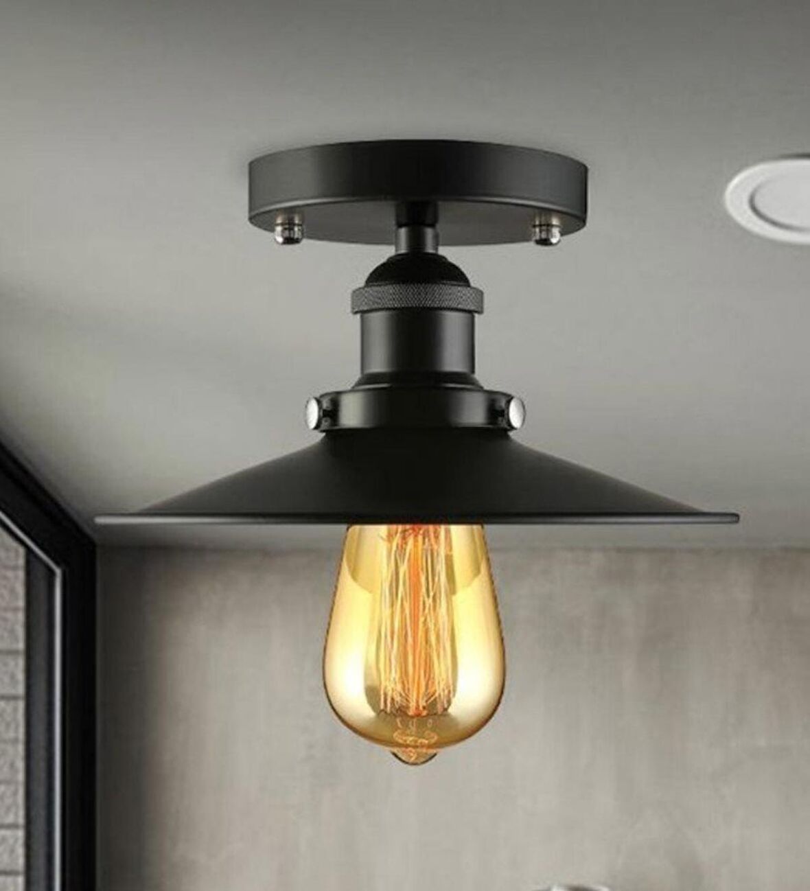 MYLİGHTS  RUSTİK MAT SİYAH  22 CM EN  TAVAN AVİZE PLOFONYER AVİZE  