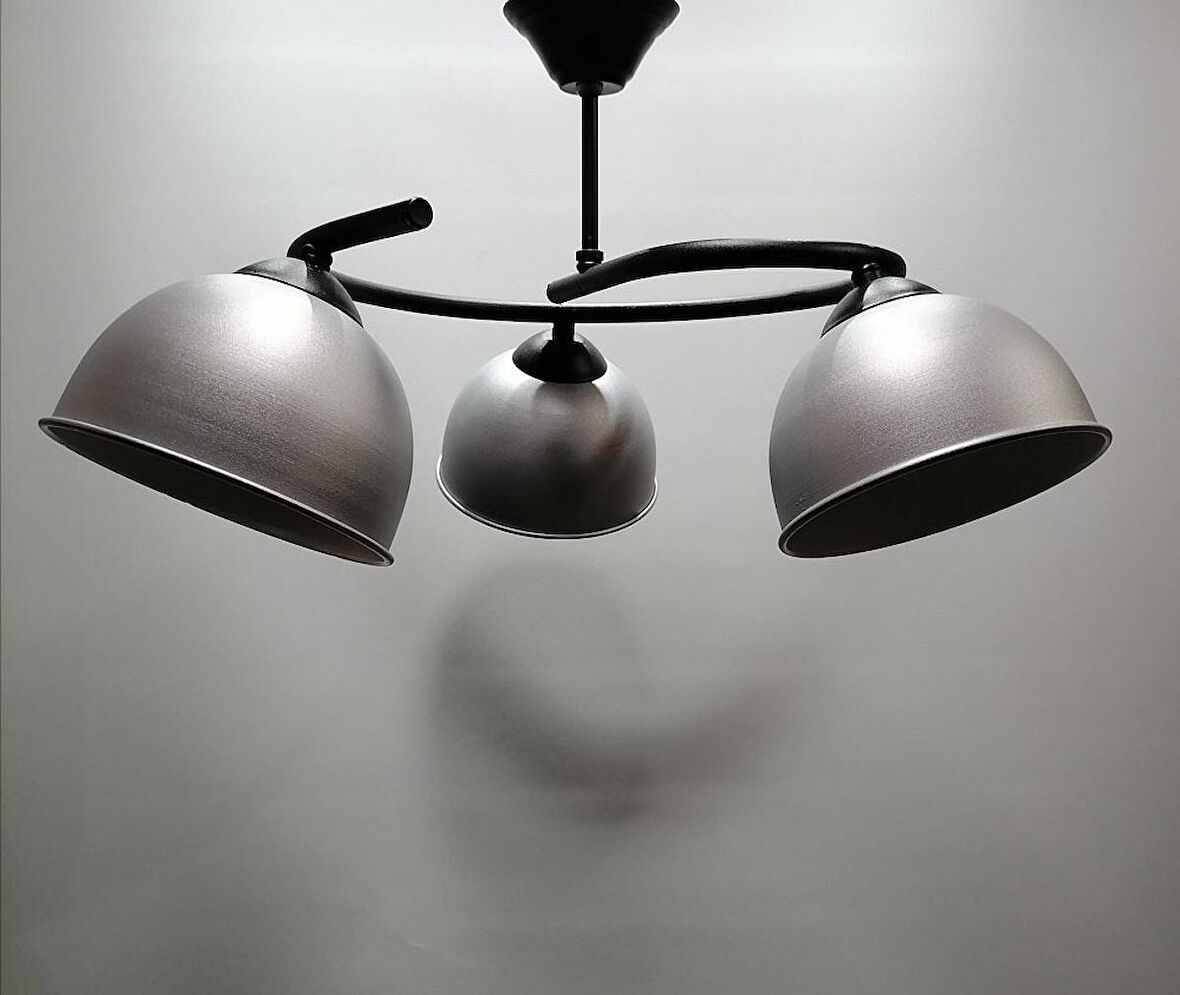 MYLİGHTS  GRİ BAŞLIKLI METAL AVİZE  ÜÇLÜ AVİZE