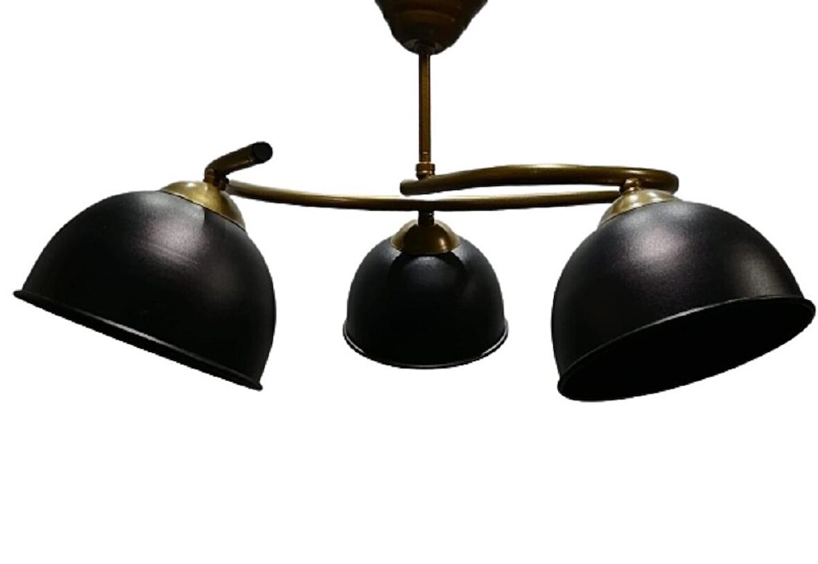 MYLİGHTS  MAT ALTIN SİYAH  BAŞLIKLI ÜÇLÜ METAL AVİZE