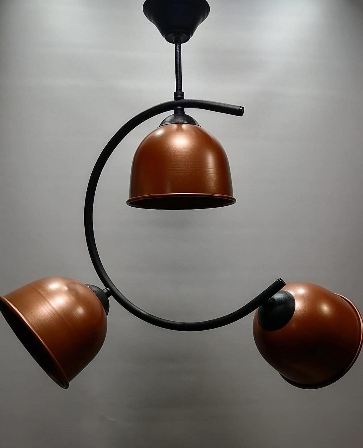 MYLİGHTS BAKIR BAŞLIKLI  ÜÇLÜ SARKIT METAL AVİZE