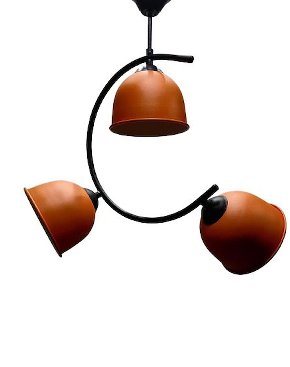 MYLİGHTS RETRO  RUSTİK ÜÇLÜ  TURUNCU BAŞLIKLI METAL SARKIT AVİZE