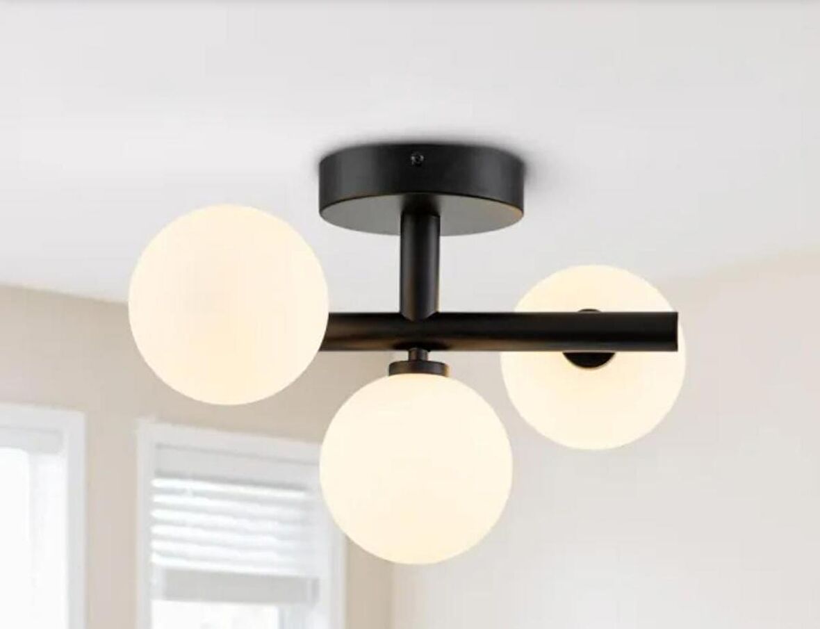 MYLİGHTS  ÜÇLÜ PLOFONYER TAVAN AVİZE  OPAL CAMLI SPOR AVİZE  E27 DUYLU  