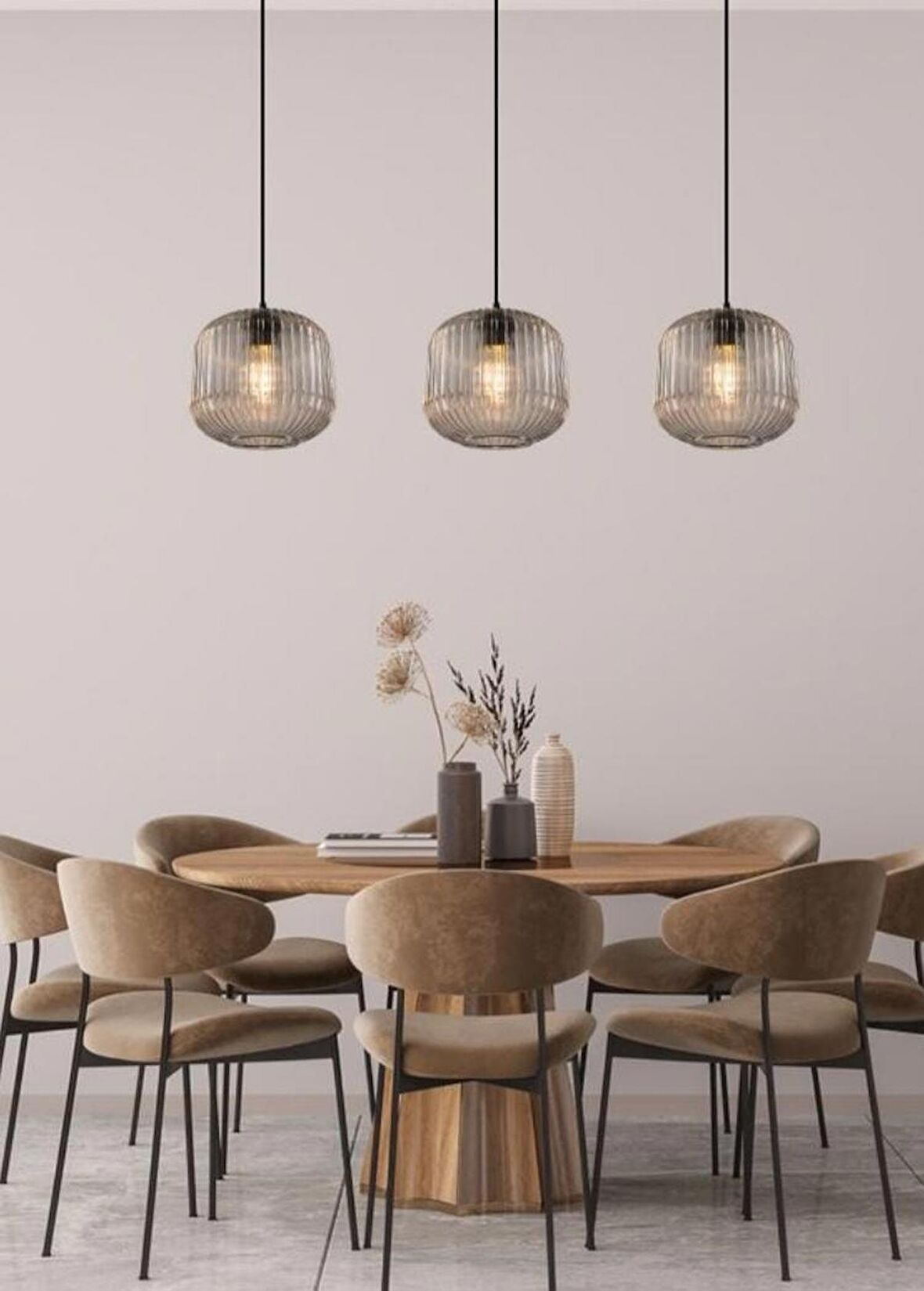 MYLİGHTS RUSTİK  ÜÇLÜ CAMLI  MASA ÜSTÜ  VİNTAGE SARKIT 100 CM KASA 