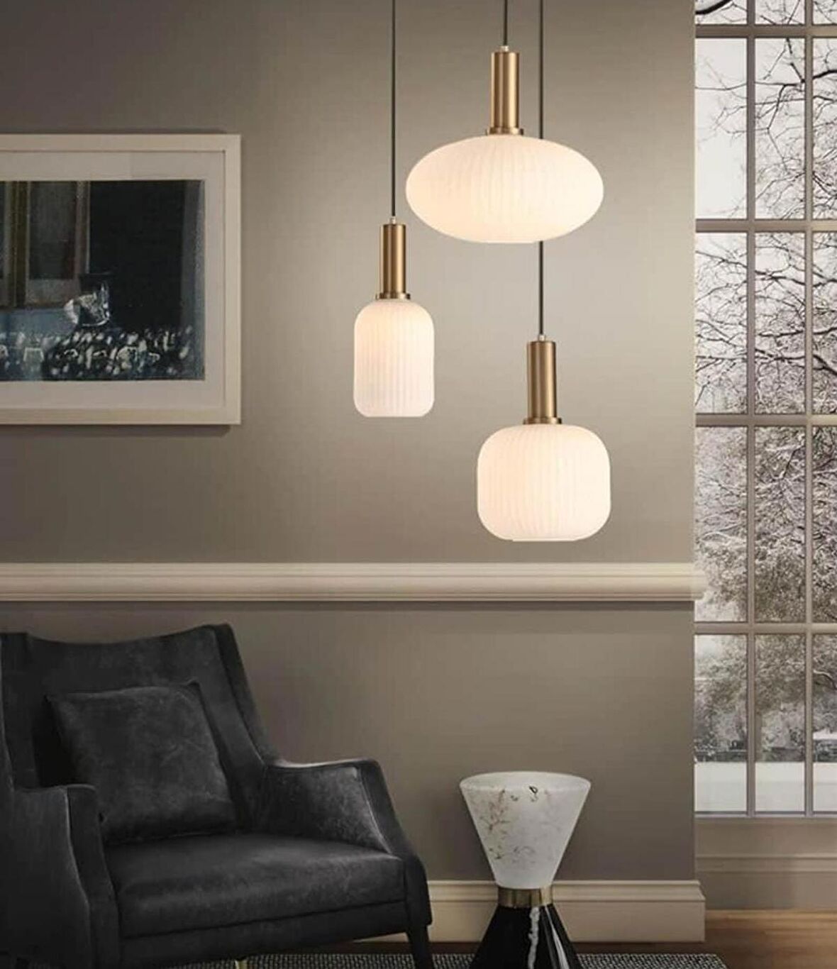 MYLİGHTS RUSTİK  ÜÇLÜ BAL CAMLI AVİZE  KASA  40CM  ESKİTME 