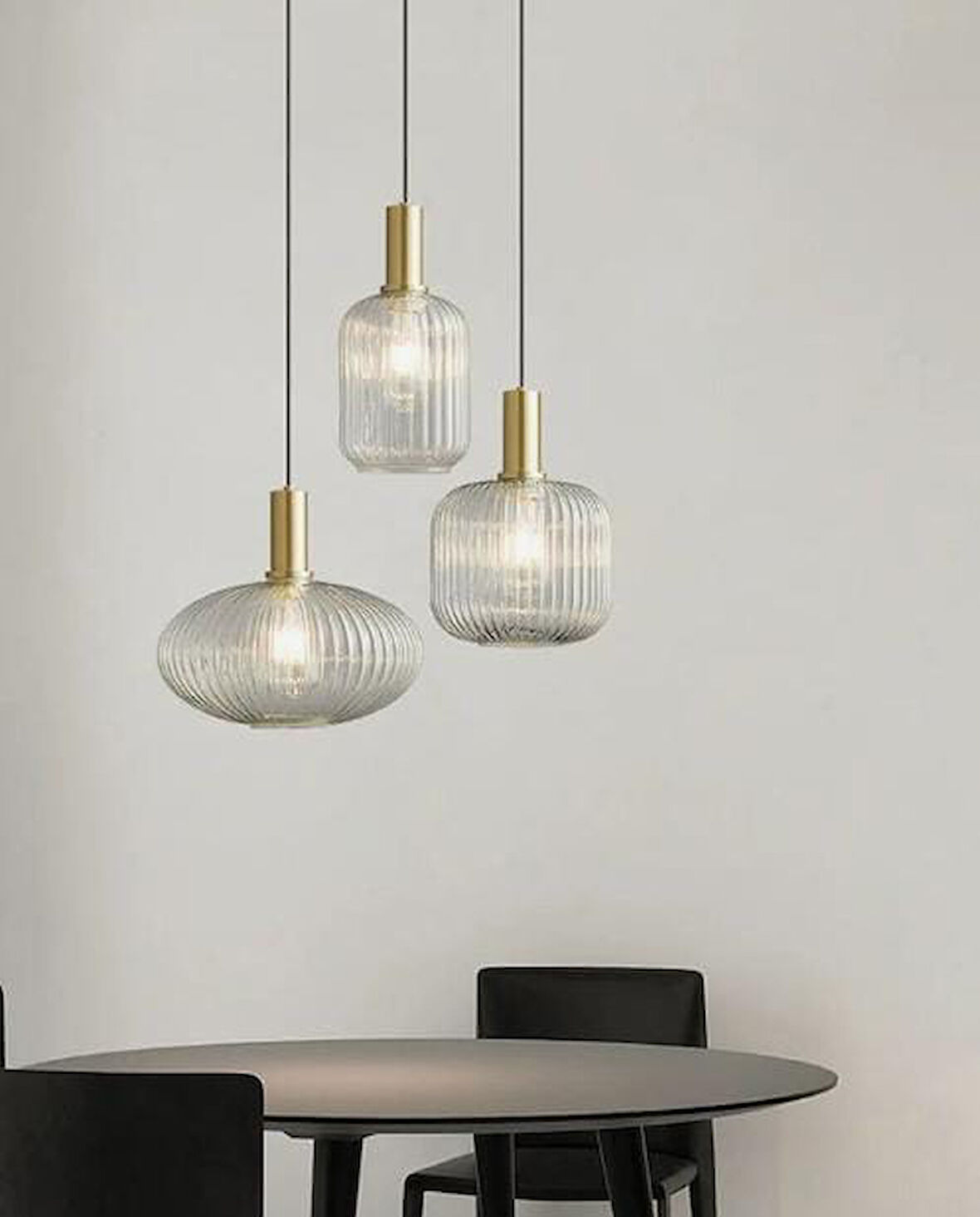 MYLİGHTS RUSTİK  ÜÇLÜ şeffaf CAMLI AVİZE  KASA  40CM  ESKİTME 