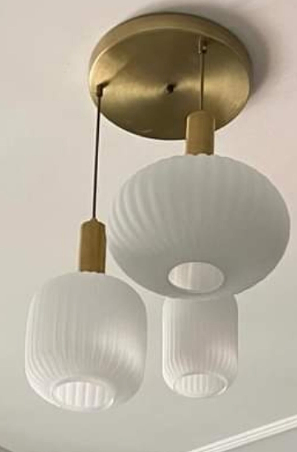 MYLİGHTS RUSTİK  ÜÇLÜ OPAL  CAMLI AVİZE  KASA  40CM  ESKİTME 