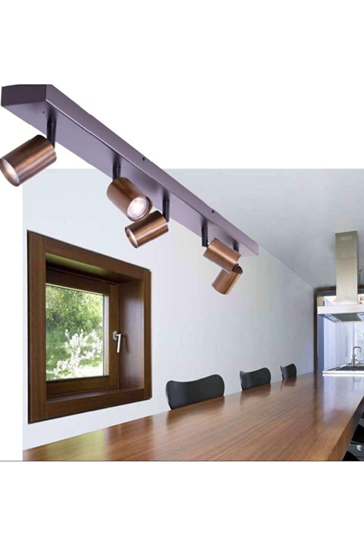 Modern Siyah Bakır Eskitme 120 cm 4’lü Hareketli Spot Avize GU10 LED ampul dahil