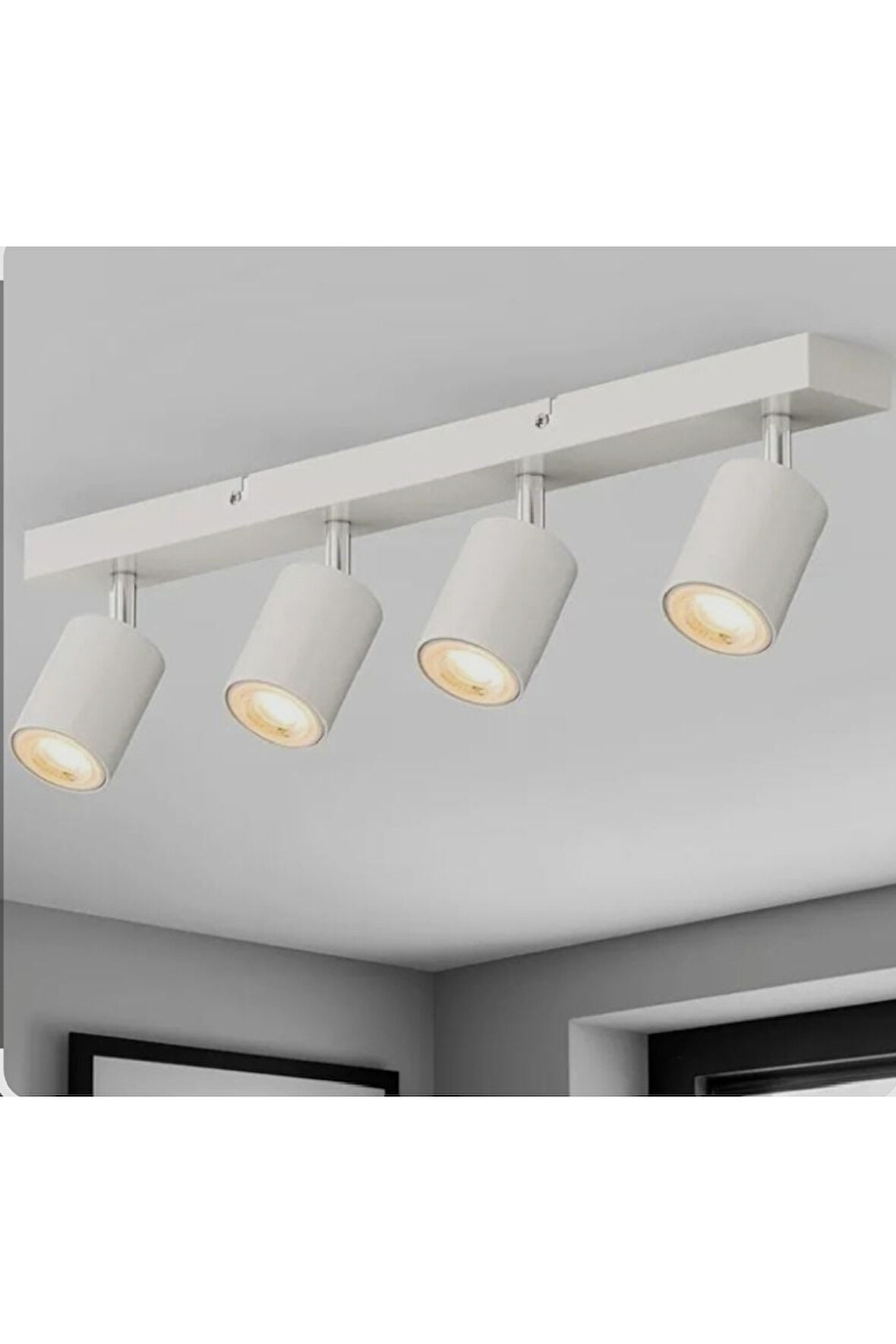 GU10 Beyaz Metal Gövde 4’lü Hareketli Başlıklı LED Spot Avize Günüışığı Beyaz Işık Tasarruflu