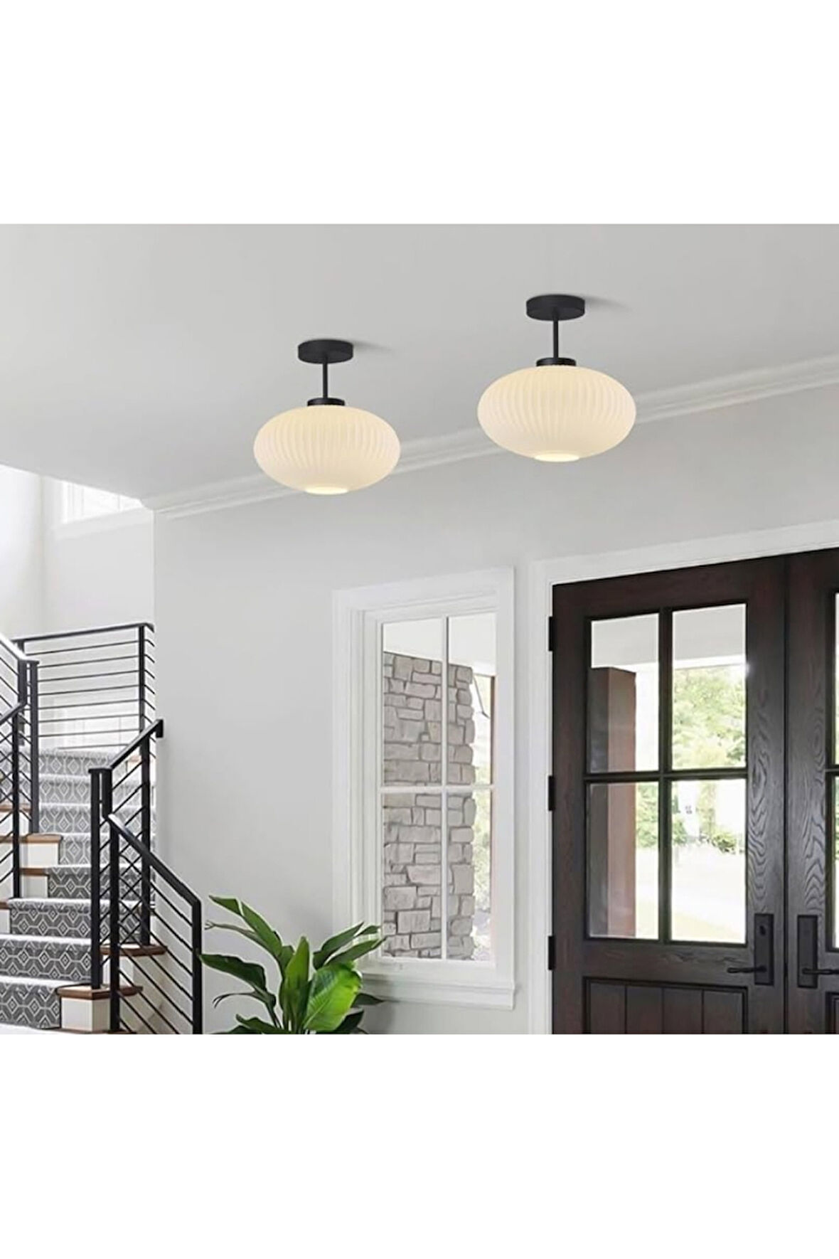 E27 Mat Opal Beyaz Elips Oval Tavan Avize Modern Şık Yumuşak Işık Dağılımı