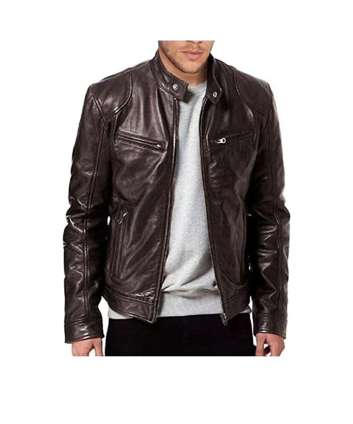 Erkek Deri Mont Mevsimlik Kullanıma Uygun