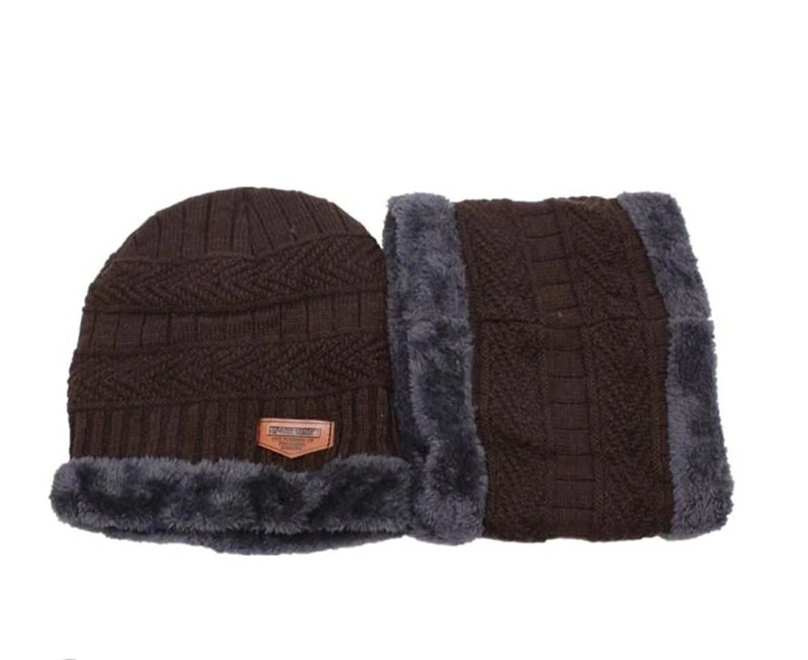 Bere ve Boyunluk Seti Örgü Sıcak Tutan Esnek Yapıda