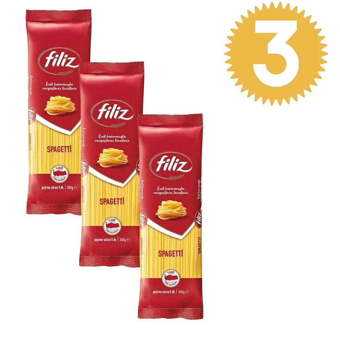 Filiz Spagetti Makarna 500gr x3 adet 