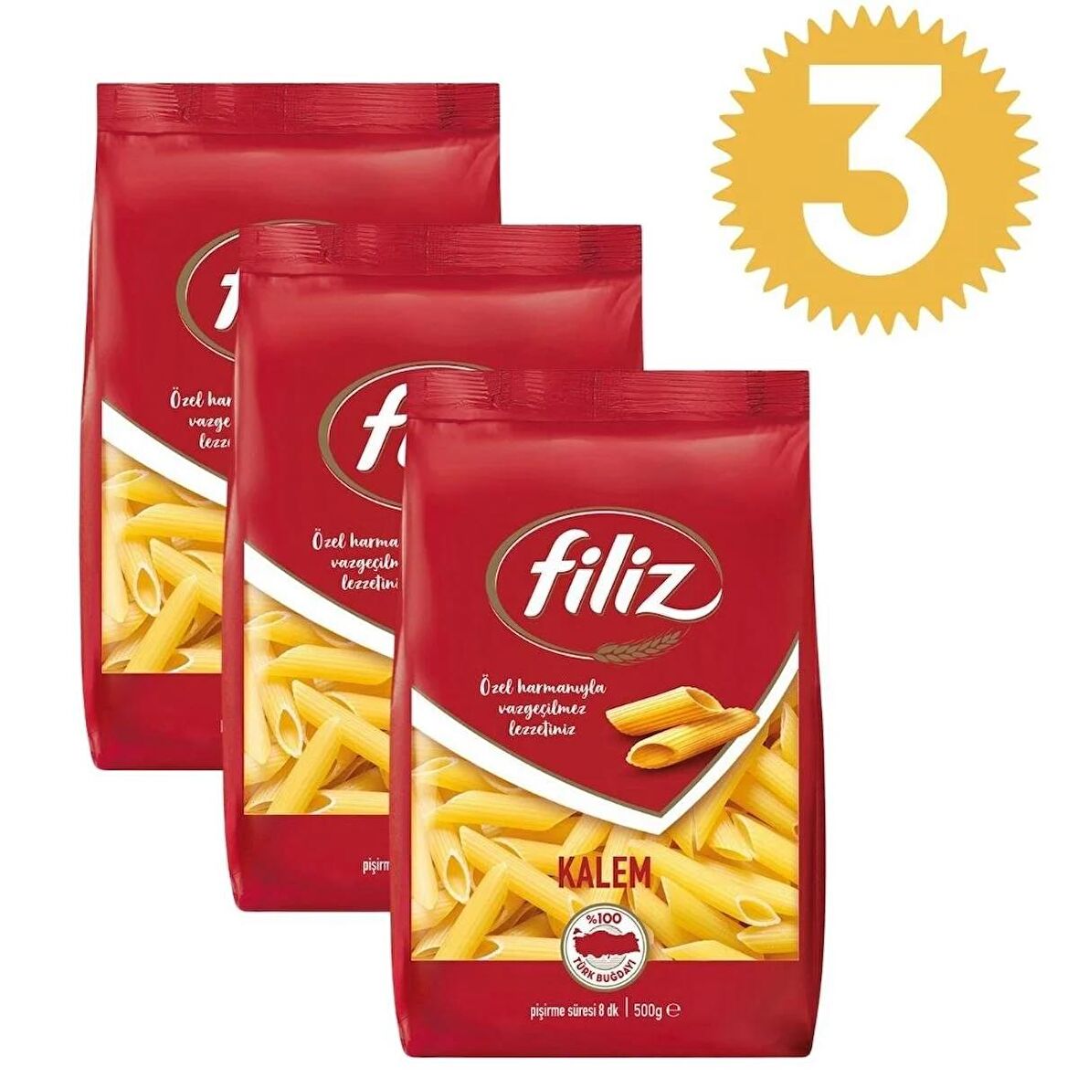  Filiz Penne Makarna 500gr (Kalem) x3 adet